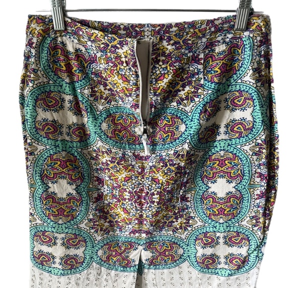 Anthropology Maeve Vibrant Pencil Skirt Boho lined Skirt back zip - Picture 2 of 4